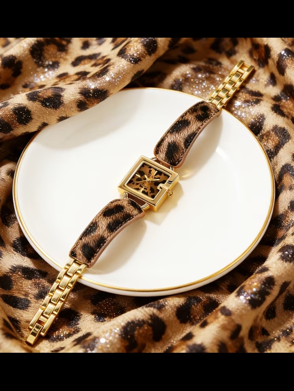 Affordable Fashion Finds Gold and Leopard Bracelet Watch